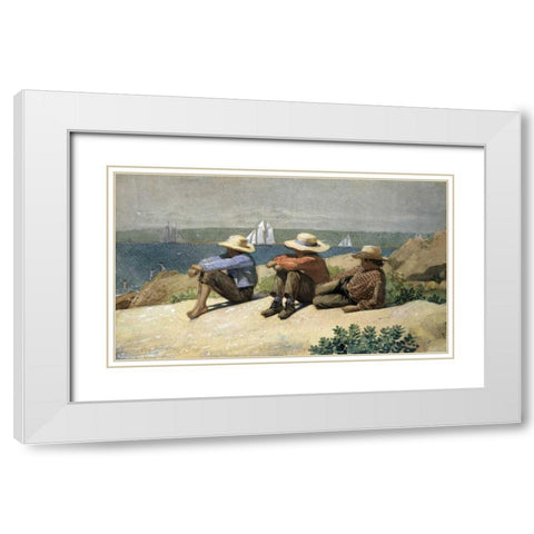On the Beach White Modern Wood Framed Art Print with Double Matting by Homer, Winslow