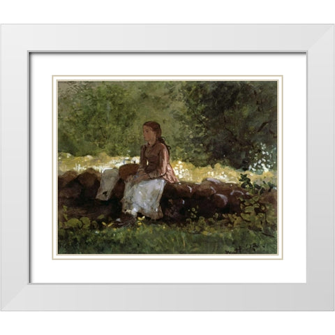 On The Fence White Modern Wood Framed Art Print with Double Matting by Homer, Winslow