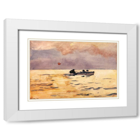 Rowing Home White Modern Wood Framed Art Print with Double Matting by Homer, Winslow