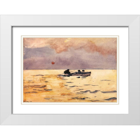 Rowing Home White Modern Wood Framed Art Print with Double Matting by Homer, Winslow