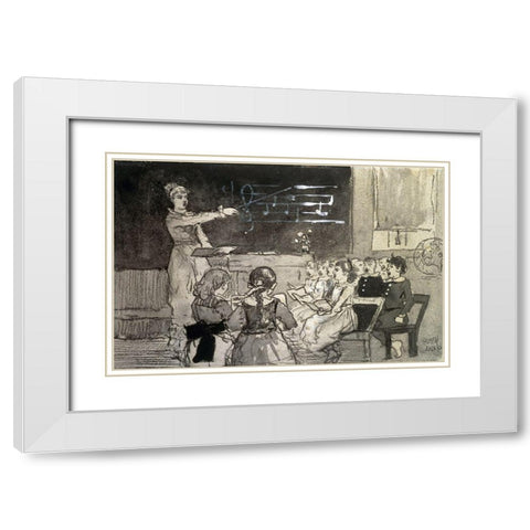 The Music Lesson White Modern Wood Framed Art Print with Double Matting by Homer, Winslow