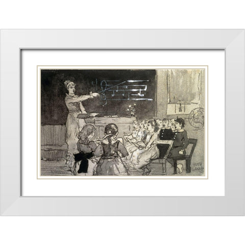 The Music Lesson White Modern Wood Framed Art Print with Double Matting by Homer, Winslow