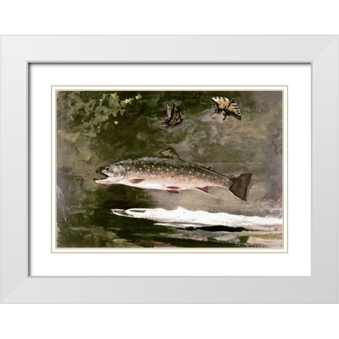 Trout White Modern Wood Framed Art Print with Double Matting by Homer, Winslow