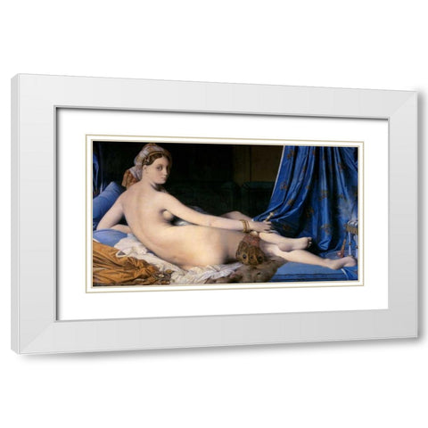 The Grand Odalisque White Modern Wood Framed Art Print with Double Matting by Ingres, Jean Auguste-Dominique