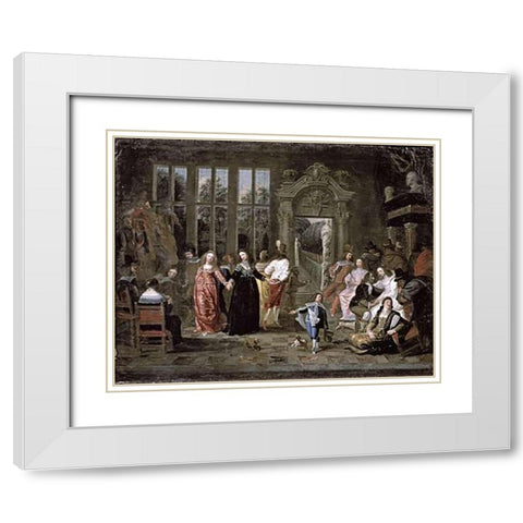 Ball White Modern Wood Framed Art Print with Double Matting by Jansens, J.