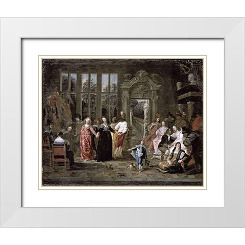 Ball White Modern Wood Framed Art Print with Double Matting by Jansens, J.