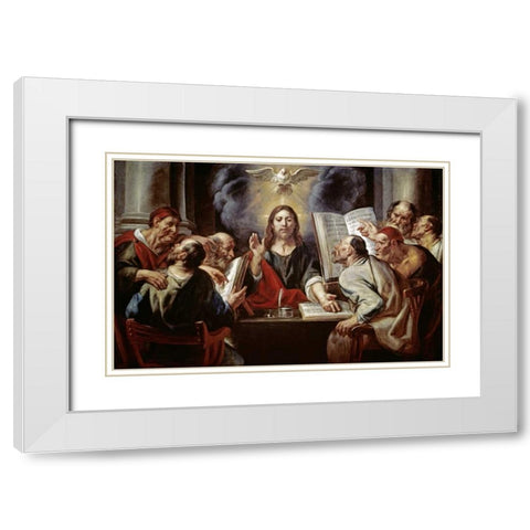 Christ Disputing with the Pharisees White Modern Wood Framed Art Print with Double Matting by Jordaens, Jacob
