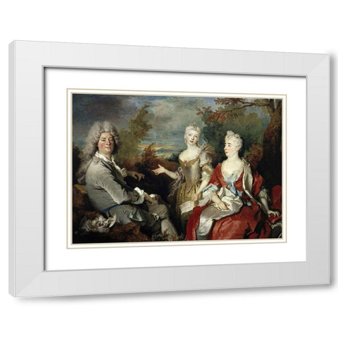 Family Portrait White Modern Wood Framed Art Print with Double Matting by Largilliere, Nicolas de