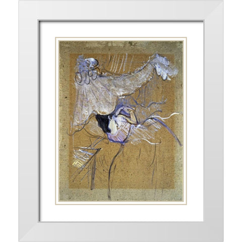 Au Lit White Modern Wood Framed Art Print with Double Matting by Toulouse-Lautrec, Henri