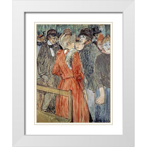 Au Moulin de la Galette White Modern Wood Framed Art Print with Double Matting by Toulouse-Lautrec, Henri
