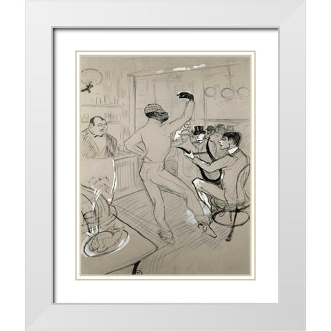 Chocolat Dansant White Modern Wood Framed Art Print with Double Matting by Toulouse-Lautrec, Henri