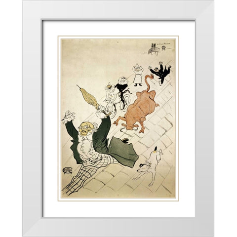 La Vache Enragee White Modern Wood Framed Art Print with Double Matting by Toulouse-Lautrec, Henri