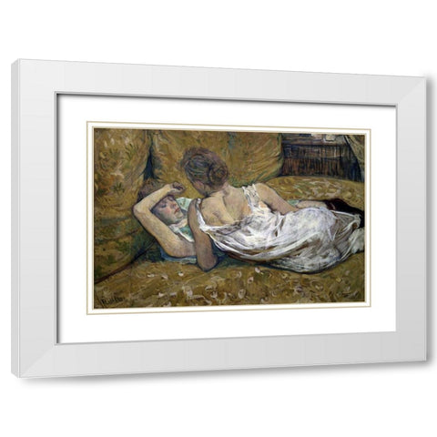 Two Friends White Modern Wood Framed Art Print with Double Matting by Toulouse-Lautrec, Henri