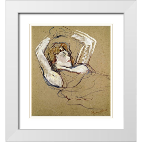 Woman Sleeping on the Back White Modern Wood Framed Art Print with Double Matting by Toulouse-Lautrec, Henri