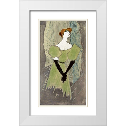 Yvette Guilbert White Modern Wood Framed Art Print with Double Matting by Toulouse-Lautrec, Henri