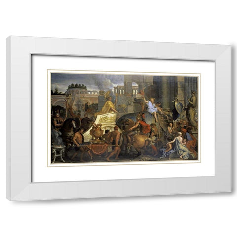 Alexanders Entrance Into Babylon White Modern Wood Framed Art Print with Double Matting by Le Brun, Charles