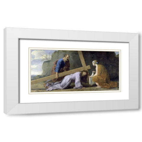 Jesus Carrying His Cross White Modern Wood Framed Art Print with Double Matting by Le Sueur, Eustache