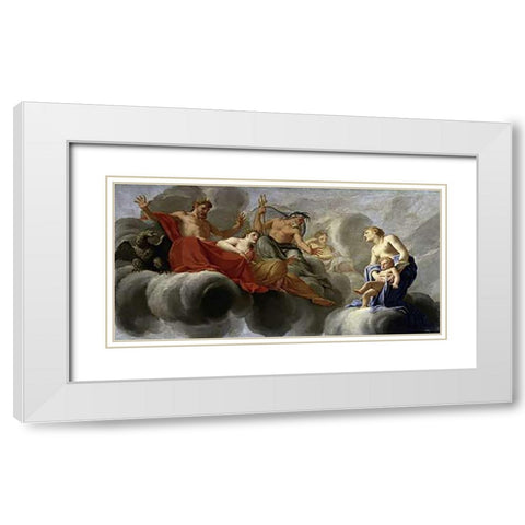 Venus Presents Cupid To Jupiter White Modern Wood Framed Art Print with Double Matting by Le Sueur, Eustache