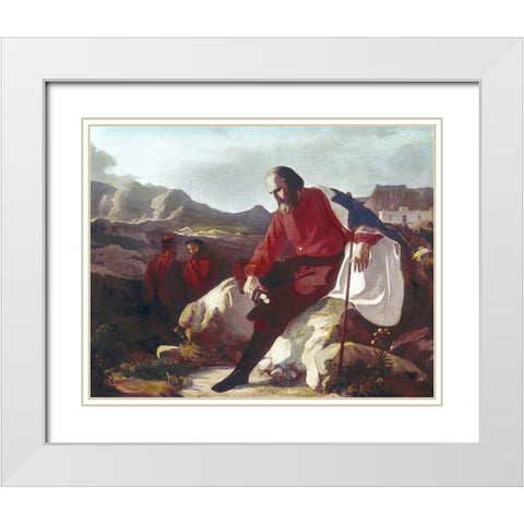 Garibaldi On The Island of Caprera White Modern Wood Framed Art Print with Double Matting by Lega, Silvestro