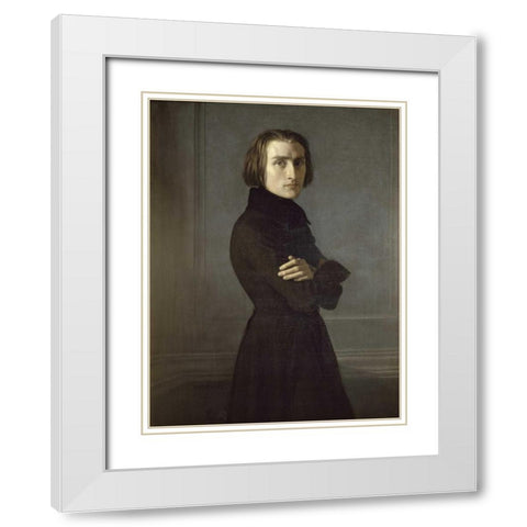 Portrait of Franz Liszt White Modern Wood Framed Art Print with Double Matting by Lehmann, Rudolph K.E.