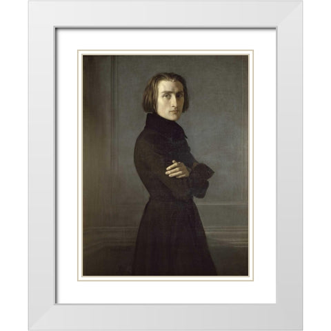 Portrait of Franz Liszt White Modern Wood Framed Art Print with Double Matting by Lehmann, Rudolph K.E.