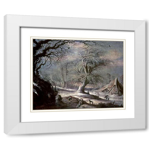 Winter Scene White Modern Wood Framed Art Print with Double Matting by Leytens, Gysbrecht