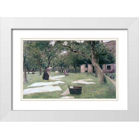 Bleaching Ground White Modern Wood Framed Art Print with Double Matting by Liebermann, Max