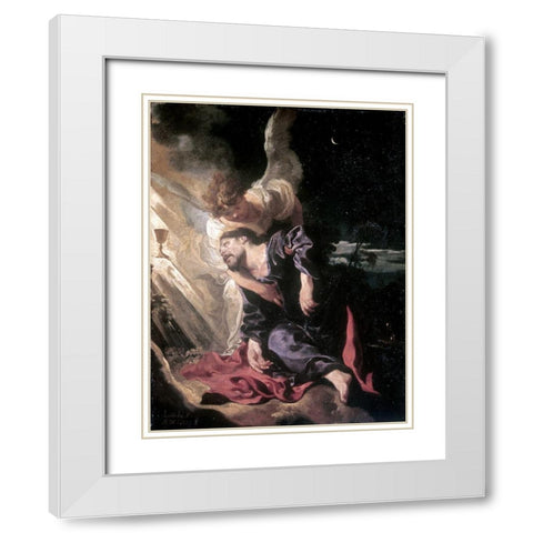 Christ in the Garden White Modern Wood Framed Art Print with Double Matting by Liss, Johann