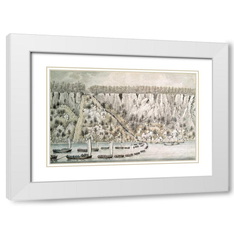 Landing of The British Forces In The Jerseys White Modern Wood Framed Art Print with Double Matting by Rawdon, Lord