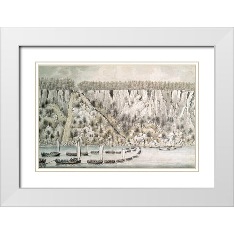 Landing of The British Forces In The Jerseys White Modern Wood Framed Art Print with Double Matting by Rawdon, Lord
