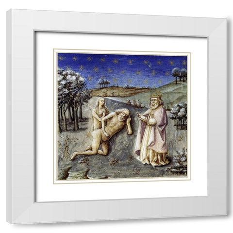 Adam and Eve From Speculum Humanae Salvationis White Modern Wood Framed Art Print with Double Matting by Ludolf of Saxony,