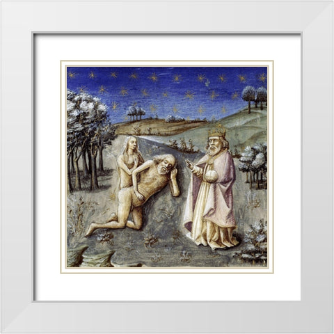 Adam and Eve From Speculum Humanae Salvationis White Modern Wood Framed Art Print with Double Matting by Ludolf of Saxony,