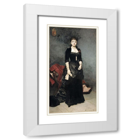 Duchess of Berwick and Alba White Modern Wood Framed Art Print with Double Matting by Madrazo y Garreta, Raimundo de