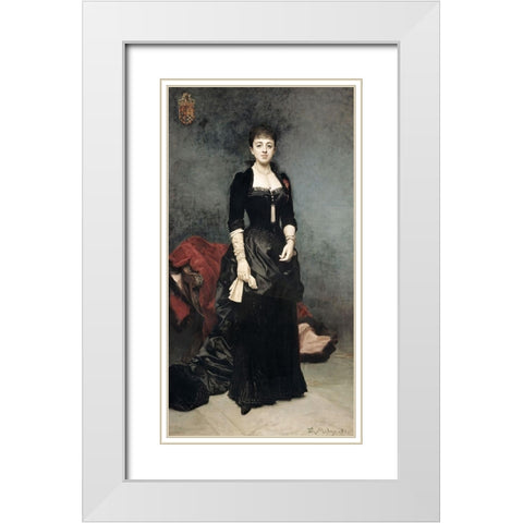 Duchess of Berwick and Alba White Modern Wood Framed Art Print with Double Matting by Madrazo y Garreta, Raimundo de