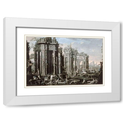The Bacchanal White Modern Wood Framed Art Print with Double Matting by Magnasco, Alessandro