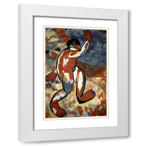 Bather White Modern Wood Framed Art Print with Double Matting by Malevich, Kazimir