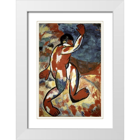 Bather White Modern Wood Framed Art Print with Double Matting by Malevich, Kazimir