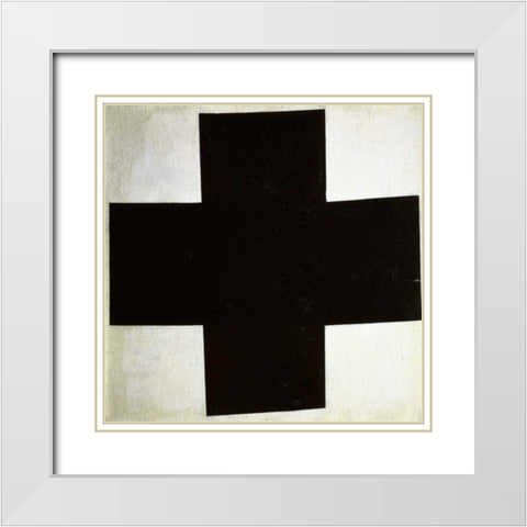 Black Cross White Modern Wood Framed Art Print with Double Matting by Malevich, Kazimir