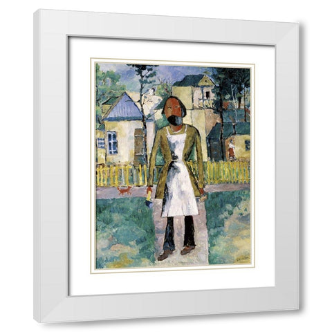 Carpenter White Modern Wood Framed Art Print with Double Matting by Malevich, Kazimir