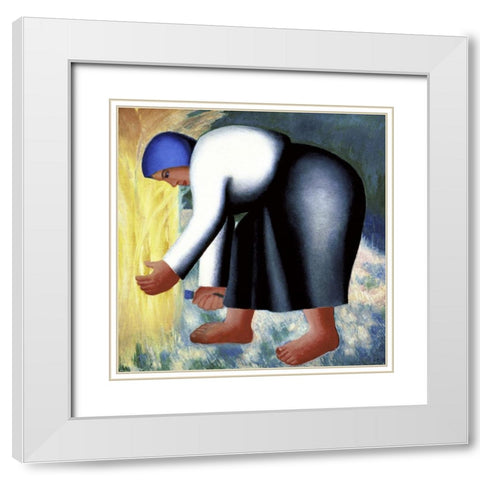 Farmers Wife II White Modern Wood Framed Art Print with Double Matting by Malevich, Kazimir