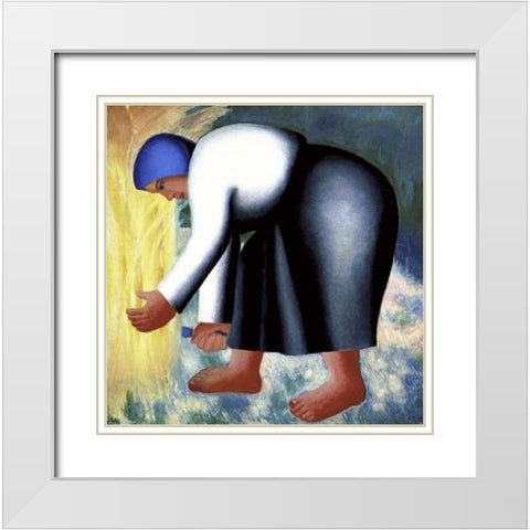 Farmers Wife II White Modern Wood Framed Art Print with Double Matting by Malevich, Kazimir