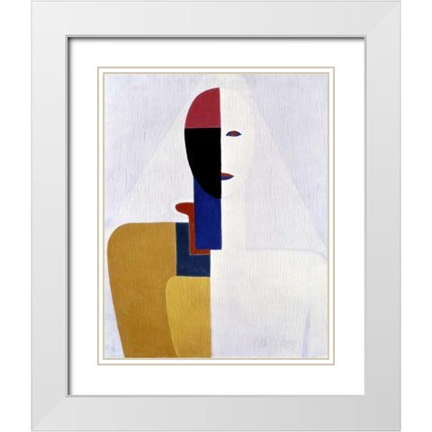 Female Torso II White Modern Wood Framed Art Print with Double Matting by Malevich, Kazimir