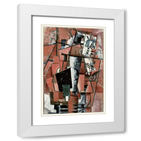 Lady By The Piano White Modern Wood Framed Art Print with Double Matting by Malevich, Kazimir