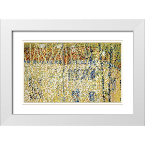 Landscape and Cottage White Modern Wood Framed Art Print with Double Matting by Malevich, Kazimir