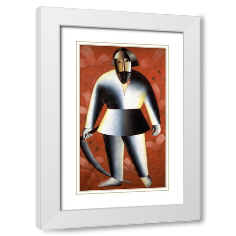 Mower White Modern Wood Framed Art Print with Double Matting by Malevich, Kazimir