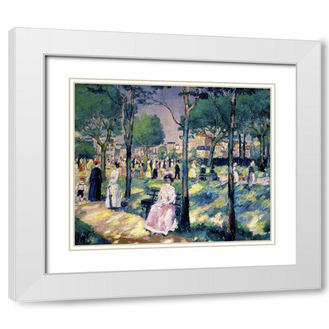 On The Boulevard White Modern Wood Framed Art Print with Double Matting by Malevich, Kazimir