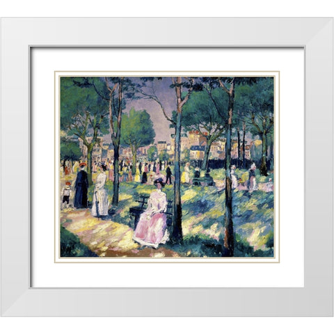 On The Boulevard White Modern Wood Framed Art Print with Double Matting by Malevich, Kazimir