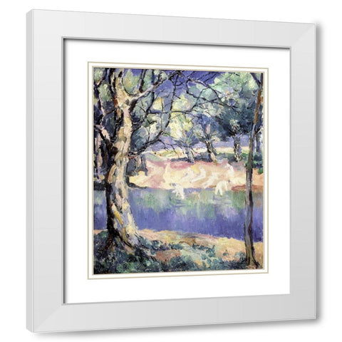 River In The Forest White Modern Wood Framed Art Print with Double Matting by Malevich, Kazimir