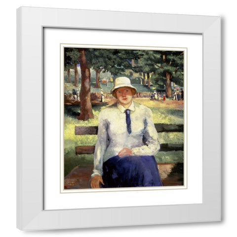 Unemployed Girl White Modern Wood Framed Art Print with Double Matting by Malevich, Kazimir