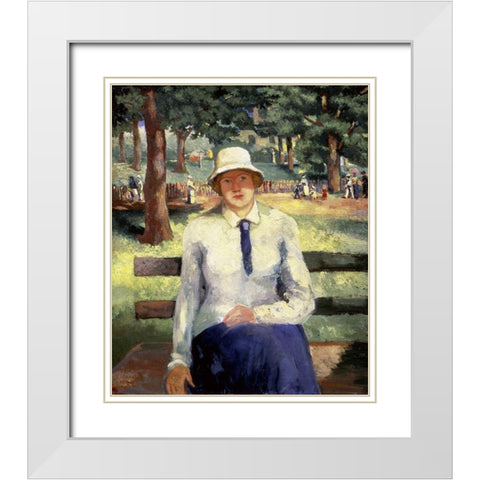 Unemployed Girl White Modern Wood Framed Art Print with Double Matting by Malevich, Kazimir